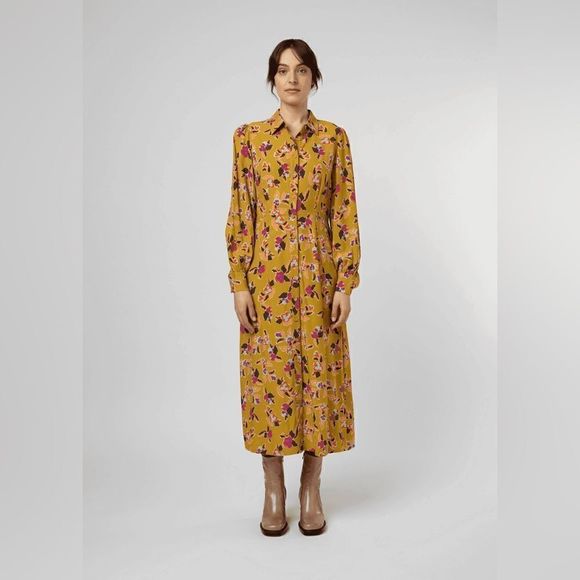 FRNCH Shannon Multi-Colored Floral Buttoned Midi Dress — Size Small - Picture 1 of 6